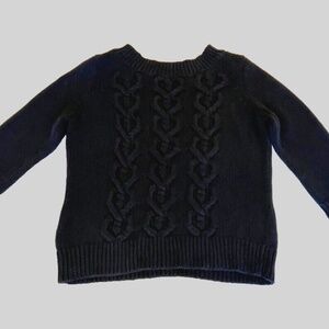 Talbots Women's‎ Cableknit Fisherman Sweater; 100% Cotton; Black; Size L